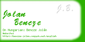 jolan bencze business card